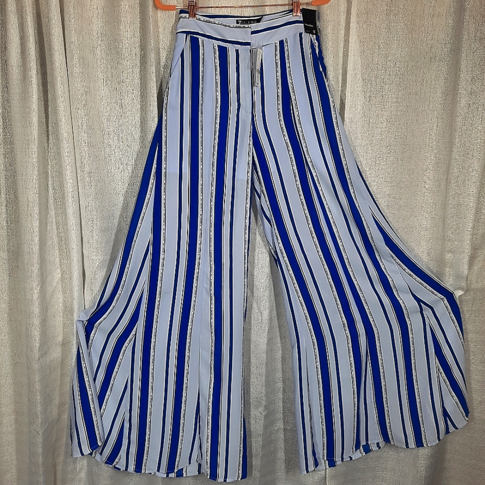 095 NYC 7th Avenue Design Studio Women Size 0 Tall Palazzo Pants Stretch Blue